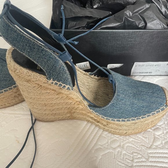 Saint Laurent Denim Wedges - Picture 1 of 5